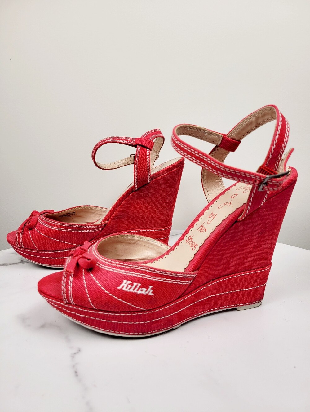 Y2K Killah Miss Sixty Red High Heel Platform Shoes Size: 7.5 US